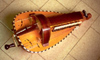 Lute hurdy gurdy with cedar wood soundboard